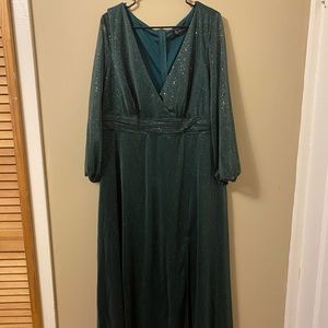 Long sparkly emerald green dress